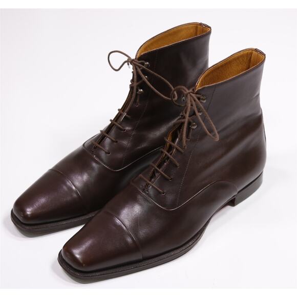 Hermes Paris Mens Brown Captoe Ankle Combat Boots Eu 43.5 - US 10.5 - Picture 3 of 12